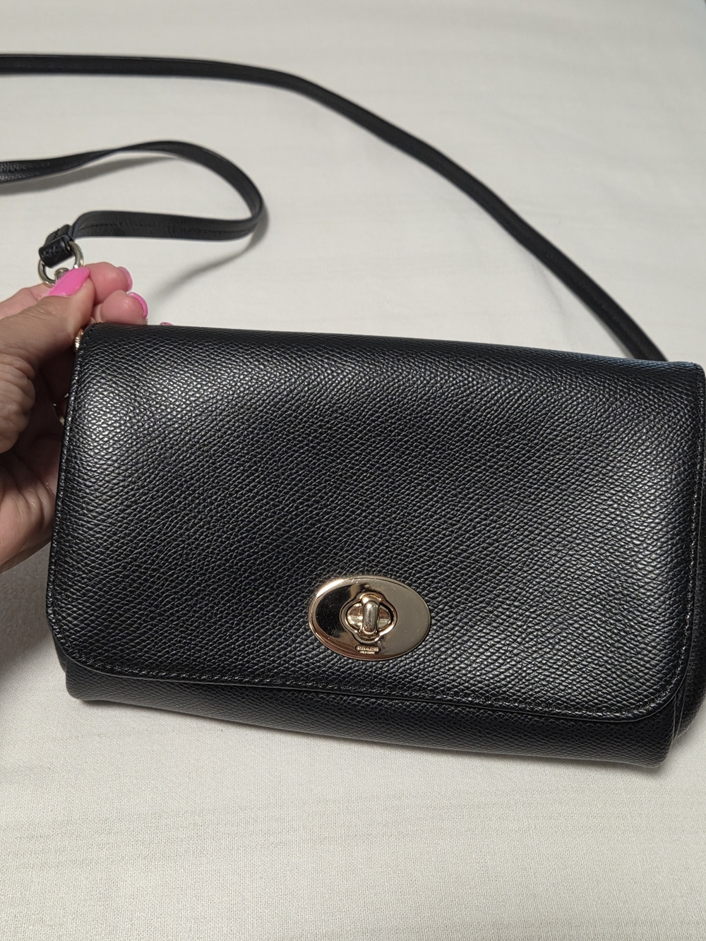 Coach F34604 Crossgrain Mini Ruby Black Crossbody Leather Purse